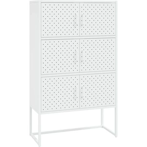 TRUE DEAL Buffet Haut Blanc 80x35x135 Cm Acier 2 TRUE DEAL Buffet Haut Blanc 80x35x135 Cm Acier – Image 2