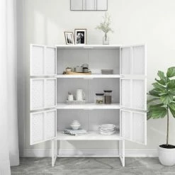 TRUE DEAL Buffet Haut Blanc 80x35x135 Cm Acier 7 TRUE DEAL Buffet Haut Blanc 80x35x135 Cm Acier -Buffet et enfilade Soldes 57839856 3