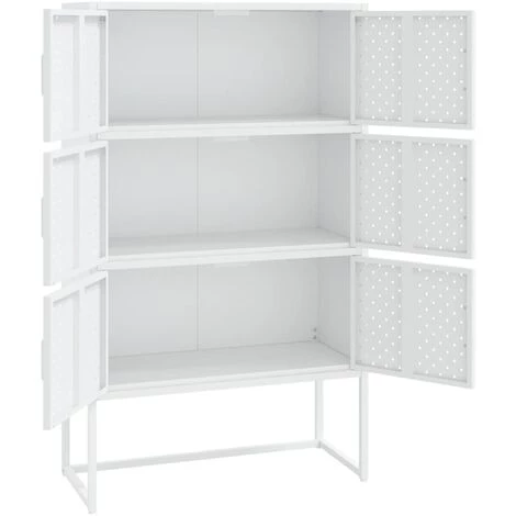 TRUE DEAL Buffet Haut Blanc 80x35x135 Cm Acier 4 TRUE DEAL Buffet Haut Blanc 80x35x135 Cm Acier – Image 4