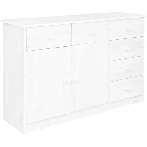 TRUE DEAL Buffet 6 Tiroirs Blanc 113x35x73 Cm Bois De Pin Massif 1 TRUE DEAL Buffet 6 Tiroirs Blanc 113x35x73 Cm Bois De Pin Massif