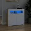 TRUE DEAL Buffet Avec Lumières LED Blanc Et Chêne Sonoma 80x35x75 Cm