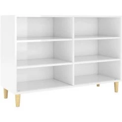 TRUE DEAL Buffet Blanc Brillant 103,5x35x70 Cm Aggloméré -Buffet et enfilade Soldes 57841700 2