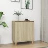 TRUE DEAL Buffet Avec Pieds En Bois Chêne Sonoma 60x35x70 Cm Aggloméré