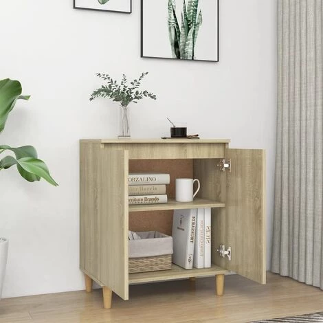 TRUE DEAL Buffet Avec Pieds En Bois Chêne Sonoma 60x35x70 Cm Aggloméré 3 TRUE DEAL Buffet Avec Pieds En Bois Chêne Sonoma 60x35x70 Cm Aggloméré – Image 3