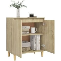TRUE DEAL Buffet Avec Pieds En Bois Chêne Sonoma 60x35x70 Cm Aggloméré 8 TRUE DEAL Buffet Avec Pieds En Bois Chêne Sonoma 60x35x70 Cm Aggloméré -Buffet et enfilade Soldes 57841868 4