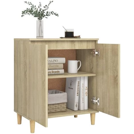 TRUE DEAL Buffet Avec Pieds En Bois Chêne Sonoma 60x35x70 Cm Aggloméré 4 TRUE DEAL Buffet Avec Pieds En Bois Chêne Sonoma 60x35x70 Cm Aggloméré – Image 4