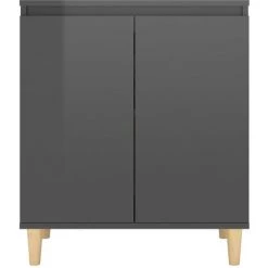 TRUE DEAL Buffet Avec Pieds En Bois Gris Brillant 60x35x70 Cm Aggloméré -Buffet et enfilade Soldes 57841872 5