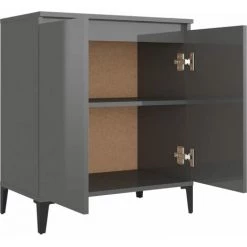 TRUE DEAL Buffet Gris Brillant 60x35x70 Cm Aggloméré -Buffet et enfilade Soldes 57841890 4