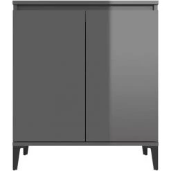 TRUE DEAL Buffet Gris Brillant 60x35x70 Cm Aggloméré -Buffet et enfilade Soldes 57841890 5
