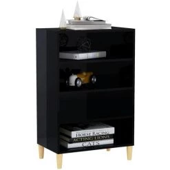 TRUE DEAL Buffet Noir Brillant 57x35x90 Cm Aggloméré -Buffet et enfilade Soldes 57841996 3