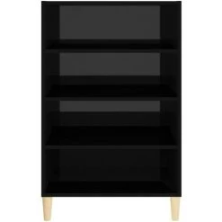 TRUE DEAL Buffet Noir Brillant 57x35x90 Cm Aggloméré -Buffet et enfilade Soldes 57841996 4