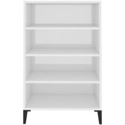 TRUE DEAL Buffet Blanc Brillant 57x35x90 Cm Aggloméré -Buffet et enfilade Soldes 57842016 4