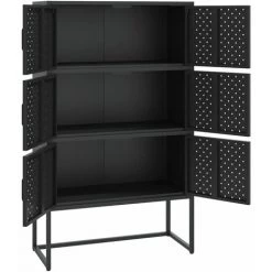 TRUE DEAL Buffet Haut Noir 80x35x135 Cm Acier -Buffet et enfilade Soldes 57842292 4