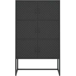 TRUE DEAL Buffet Haut Noir 80x35x135 Cm Acier -Buffet et enfilade Soldes 57842292 5