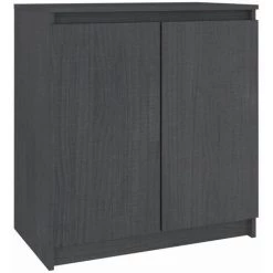 TRUE DEAL Armoire Latérale Gris 60x36x65 Cm Bois De Pin Massif -Buffet et enfilade Soldes 57842521 2