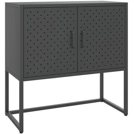 TRUE DEAL Buffet Anthracite 75x35x75 Cm Acier 2 TRUE DEAL Buffet Anthracite 75x35x75 Cm Acier – Image 2