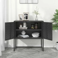 TRUE DEAL Buffet Anthracite 75x35x75 Cm Acier 7 TRUE DEAL Buffet Anthracite 75x35x75 Cm Acier -Buffet et enfilade Soldes 57842783 3