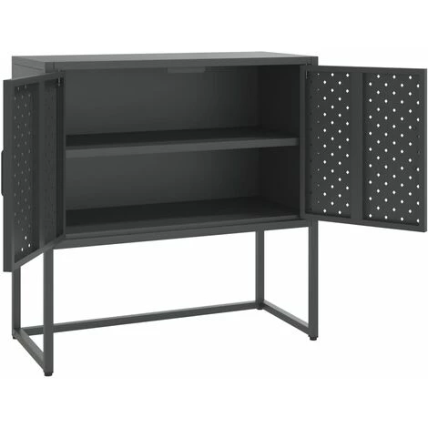 TRUE DEAL Buffet Anthracite 75x35x75 Cm Acier 4 TRUE DEAL Buffet Anthracite 75x35x75 Cm Acier – Image 4
