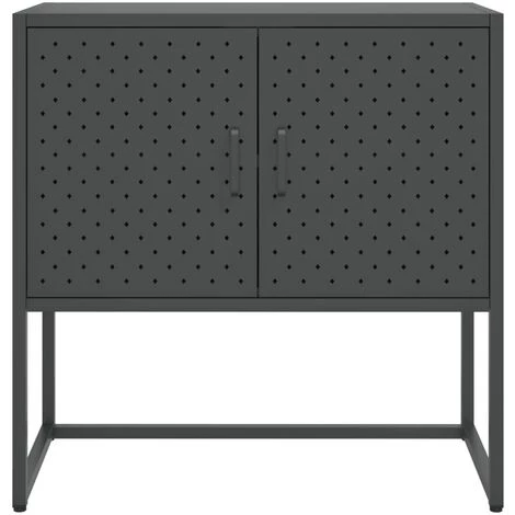 TRUE DEAL Buffet Anthracite 75x35x75 Cm Acier 5 TRUE DEAL Buffet Anthracite 75x35x75 Cm Acier – Image 5