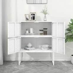 TRUE DEAL Buffet Haut Blanc 80x35x100 Cm Acier 7 TRUE DEAL Buffet Haut Blanc 80x35x100 Cm Acier -Buffet et enfilade Soldes 57842905 3