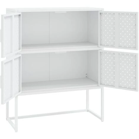 TRUE DEAL Buffet Haut Blanc 80x35x100 Cm Acier 4 TRUE DEAL Buffet Haut Blanc 80x35x100 Cm Acier – Image 4