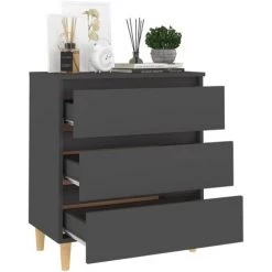TRUE DEAL Buffet Gris 60x35x69 Cm Aggloméré -Buffet et enfilade Soldes 57843749 3