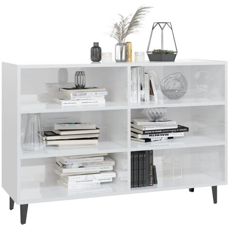 TRUE DEAL Buffet Blanc Brillant 103,5x35x70 Cm Aggloméré 3 TRUE DEAL Buffet Blanc Brillant 103,5x35x70 Cm Aggloméré – Image 3