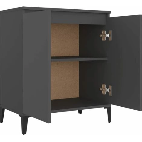 TRUE DEAL Buffet Gris 60x35x70 Cm Aggloméré 4 TRUE DEAL Buffet Gris 60x35x70 Cm Aggloméré – Image 4