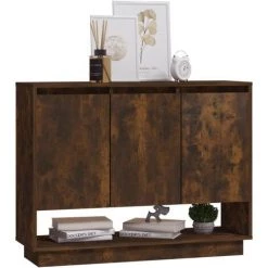 TRUE DEAL Buffet Chêne Fumé 97x31x75 Cm Aggloméré -Buffet et enfilade Soldes 57844312 4