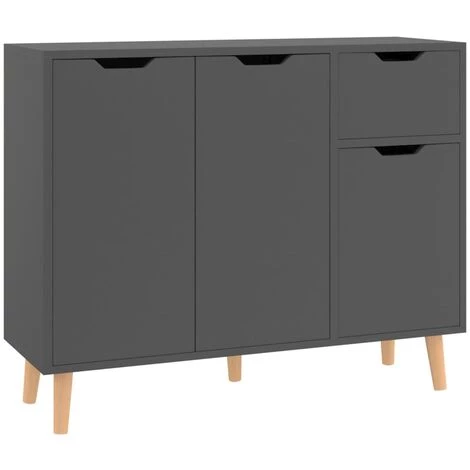 TRUE DEAL Buffet Gris 90x30x72 Cm Aggloméré 2 TRUE DEAL Buffet Gris 90x30x72 Cm Aggloméré – Image 2