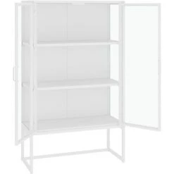 TRUE DEAL Buffet Haut Blanc 80x35x135 Cm Acier Et Verre Trempé 8 TRUE DEAL Buffet Haut Blanc 80x35x135 Cm Acier Et Verre Trempé -Buffet et enfilade Soldes 57846525 4