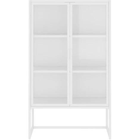 TRUE DEAL Buffet Haut Blanc 80x35x135 Cm Acier Et Verre Trempé 5 TRUE DEAL Buffet Haut Blanc 80x35x135 Cm Acier Et Verre Trempé – Image 5