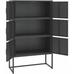 TRUE DEAL Buffet Haut Anthracite 80x35x135 Cm Acier -Buffet et enfilade Soldes 57846556 4