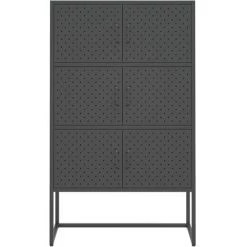 TRUE DEAL Buffet Haut Anthracite 80x35x135 Cm Acier -Buffet et enfilade Soldes 57846556 5