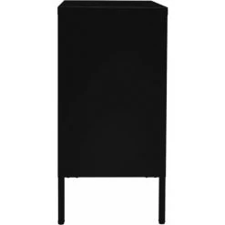 TRUE DEAL Buffet Noir 75x35x70 Cm Acier Et Verre Trempé -Buffet et enfilade Soldes 57846629 4