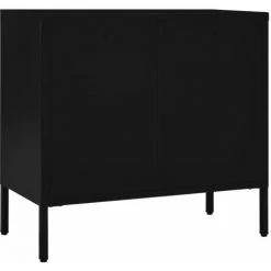 TRUE DEAL Buffet Noir 75x35x70 Cm Acier Et Verre Trempé -Buffet et enfilade Soldes 57846629 5