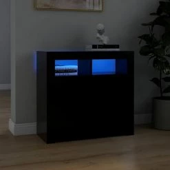 TRUE DEAL Buffet Avec Lumières LED Noir 80x35x75 Cm