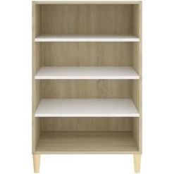 TRUE DEAL Buffet Blanc Et Chêne Sonoma 57x35x90 Cm Aggloméré -Buffet et enfilade Soldes 57847253 4