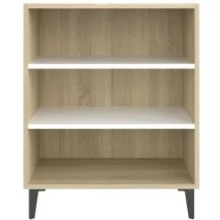 TRUE DEAL Buffet Blanc Et Chêne Sonoma 57x35x70 Cm Aggloméré -Buffet et enfilade Soldes 57847260 4