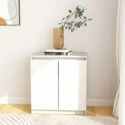 TRUE DEAL Armoire Latérale Blanc 60x36x65 Cm Bois De Pin Massif