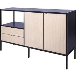 AUTRES Buffet MINSK - Bois Et Métal - Imitation Bois - 2 Portes 2 Tiroirs - L 140 X P 40 X H 80 Cm