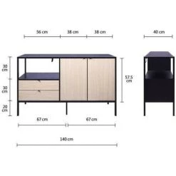 AUTRES Buffet MINSK - Bois Et Métal - Imitation Bois - 2 Portes 2 Tiroirs - L 140 X P 40 X H 80 Cm -Buffet et enfilade Soldes 57867812 4