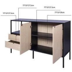 AUTRES Buffet MINSK - Bois Et Métal - Imitation Bois - 2 Portes 2 Tiroirs - L 140 X P 40 X H 80 Cm -Buffet et enfilade Soldes 57867812 5