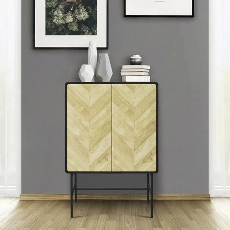 AUTRES Bahut 2 Portes - Bois Et Métal Noir - L 80 X P 40 X H 122 - BROOKLYN 2 AUTRES Bahut 2 Portes - Bois Et Métal Noir - L 80 X P 40 X H 122 - BROOKLYN – Image 2