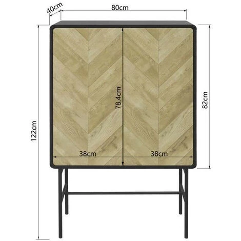 AUTRES Bahut 2 Portes - Bois Et Métal Noir - L 80 X P 40 X H 122 - BROOKLYN 4 AUTRES Bahut 2 Portes - Bois Et Métal Noir - L 80 X P 40 X H 122 - BROOKLYN – Image 4