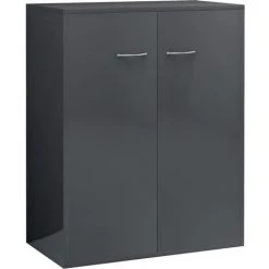 INLIFE Buffet Gris Brillant 60x30x75 Cm Aggloméré