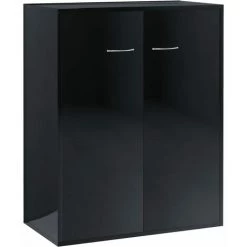 INLIFE Buffet Noir Brillant 60x30x75 Cm Aggloméré