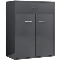 INLIFE Buffet Gris Brillant 60x30x75 Cm Aggloméré