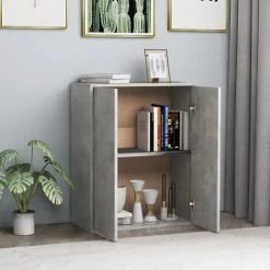 INLIFE Buffet Gris Béton 60 X 30 X 75 Cm Aggloméré -Buffet et enfilade Soldes 57884371 3