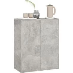 INLIFE Buffet Gris Béton 60 X 30 X 75 Cm Aggloméré -Buffet et enfilade Soldes 57884371 4